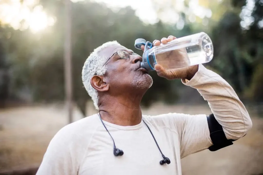 old men drinking water