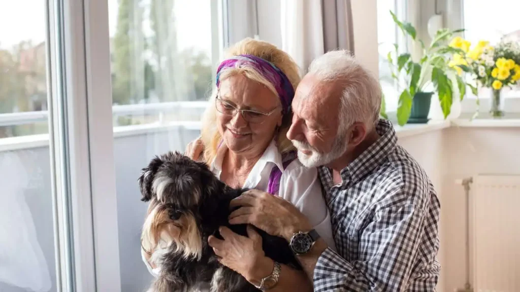 senior with pets