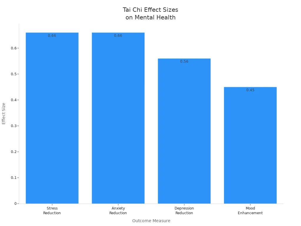  Tai Chi effect sizes for stress, anxiety, depression, and mood among seniors